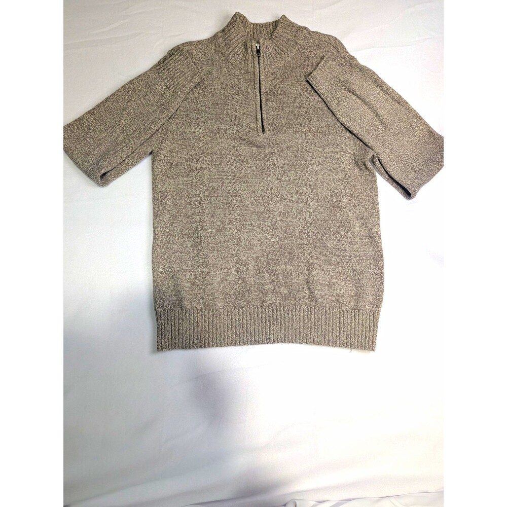 Urban Pipeline Men's Beige Solid Mock Neck Knit 1/4 Zip Pullover Sweater S